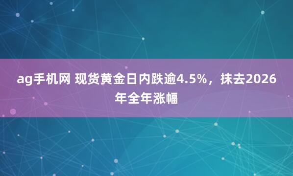 ag手机网 现货黄金日内跌逾4.5%，抹去2026年全年涨幅