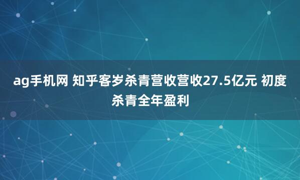 ag手机网 知乎客岁杀青营收营收27.5亿元 初度杀青全年盈利