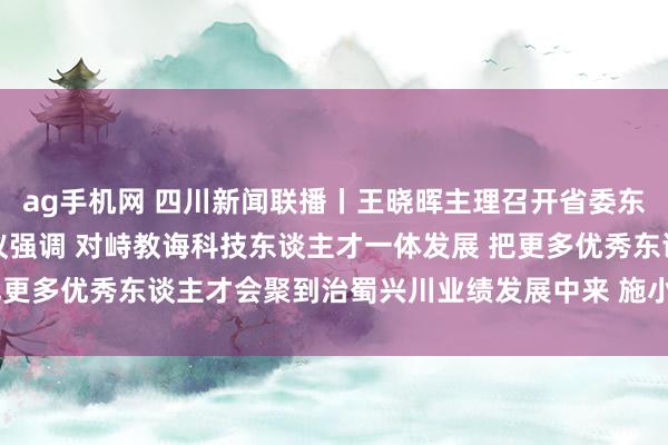 ag手机网 四川新闻联播丨王晓晖主理召开省委东谈主才责任带领小组会议强调 对峙教诲科技东谈主才一体发展 把更多优秀东谈主才会聚到治蜀兴川业绩发展中来 施小琳于立军出席