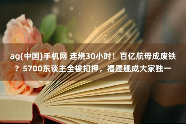 ag(中国)手机网 连烧30小时！百亿航母成废铁？5700东谈主全被扣押，福建舰成大家独一