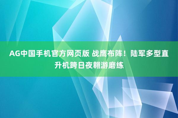 AG中国手机官方网页版 战鹰布阵！陆军多型直升机跨日夜翱游磨练