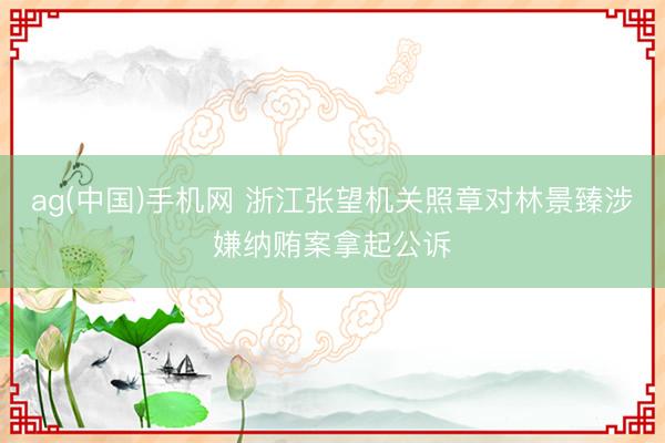 ag(中国)手机网 浙江张望机关照章对林景臻涉嫌纳贿案拿起公诉