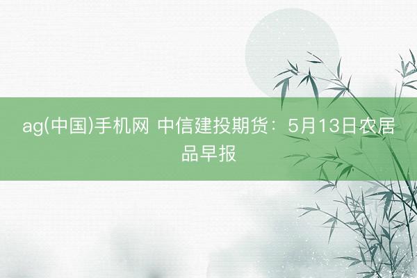 ag(中国)手机网 中信建投期货：5月13日农居品早报