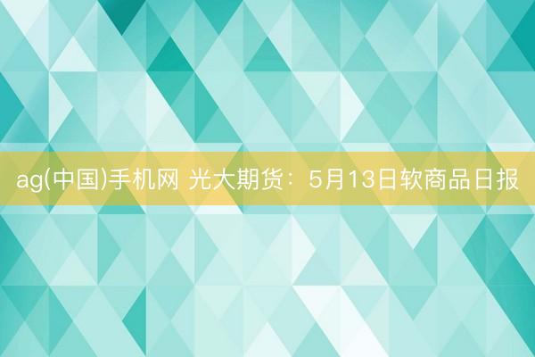 ag(中国)手机网 光大期货：5月13日软商品日报