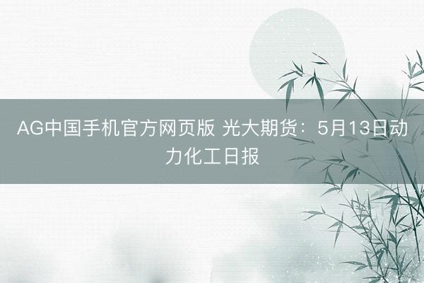 AG中国手机官方网页版 光大期货：5月13日动力化工日报