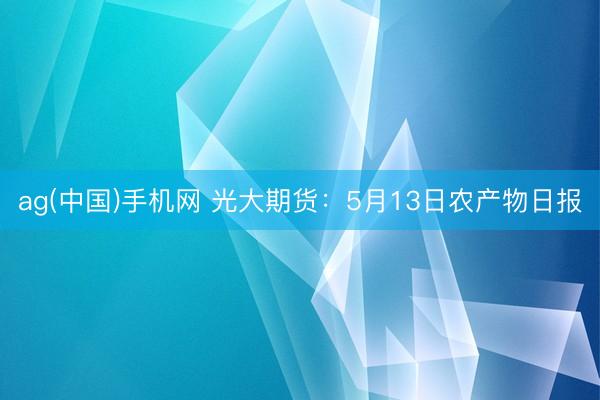ag(中国)手机网 光大期货：5月13日农产物日报