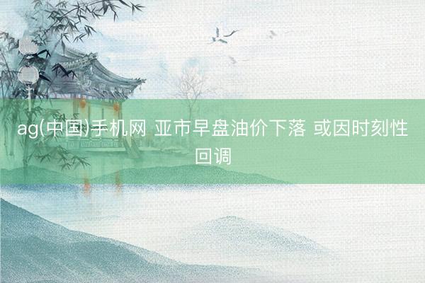ag(中国)手机网 亚市早盘油价下落 或因时刻性回调