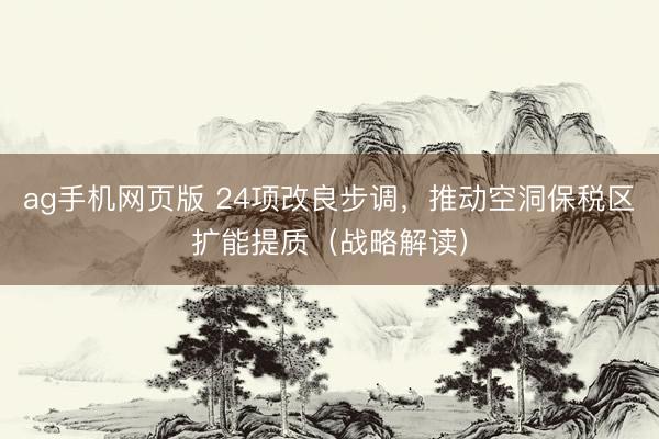 ag手机网页版 24项改良步调，推动空洞保税区扩能提质（战略解读）