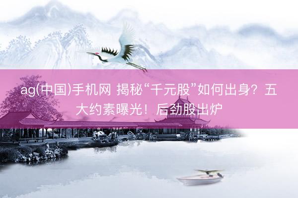 ag(中国)手机网 揭秘“千元股”如何出身？五大约素曝光！后劲股出炉
