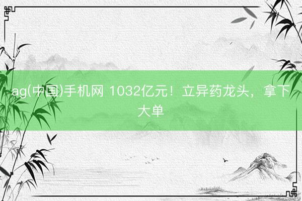 ag(中国)手机网 1032亿元！立异药龙头，拿下大单