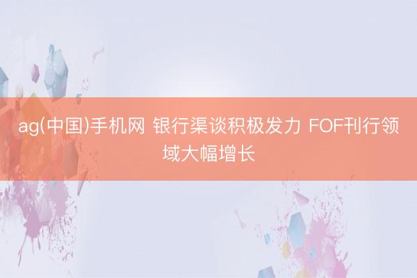 ag(中国)手机网 银行渠谈积极发力 FOF刊行领域大幅增长