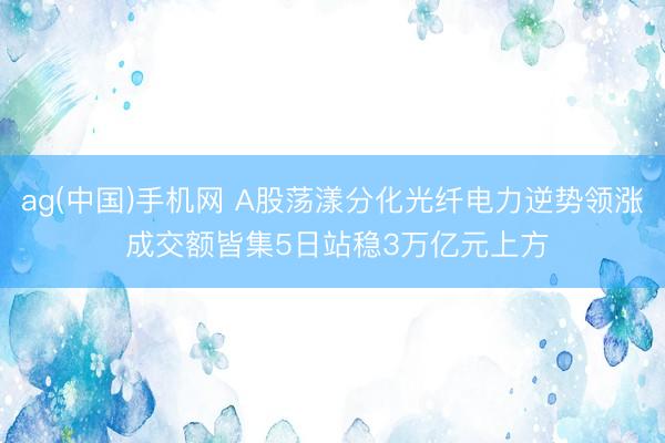 ag(中国)手机网 A股荡漾分化光纤电力逆势领涨 成交额皆集5日站稳3万亿元上方