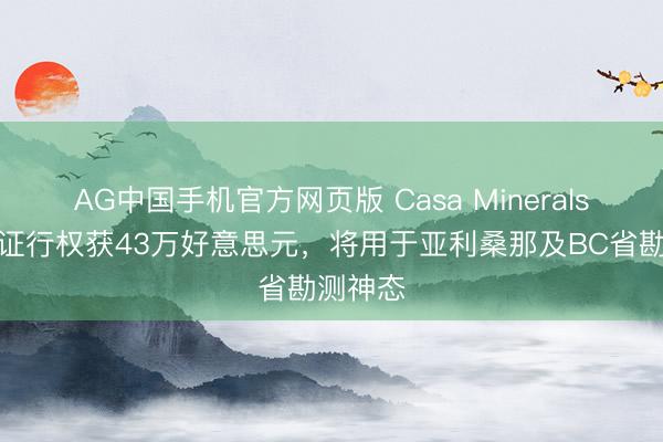 AG中国手机官方网页版 Casa Minerals认股权证行权获43万好意思元，将用于亚利桑那及BC省勘测神态