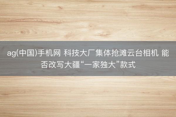 ag(中国)手机网 科技大厂集体抢滩云台相机 能否改写大疆“一家独大”款式
