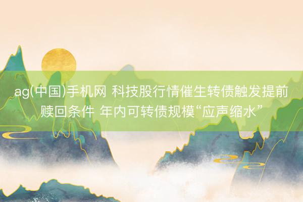 ag(中国)手机网 科技股行情催生转债触发提前赎回条件 年内可转债规模“应声缩水”