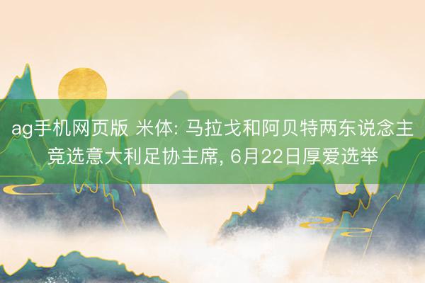 ag手机网页版 米体: 马拉戈和阿贝特两东说念主竞选意大利足协主席， 6月22日厚爱选举