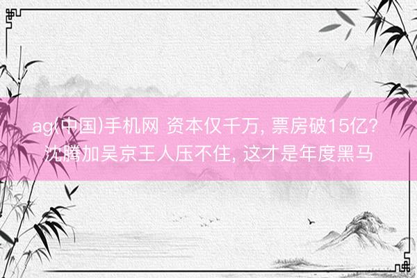 ag(中国)手机网 资本仅千万， 票房破15亿? 沈腾加吴京王人压不住， 这才是年度黑马