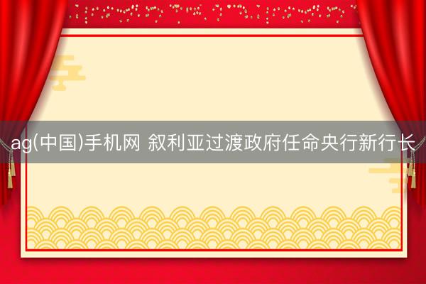 ag(中国)手机网 叙利亚过渡政府任命央行新行长