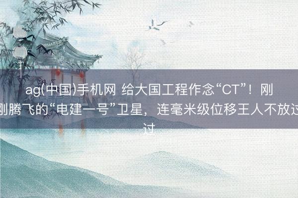 ag(中国)手机网 给大国工程作念“CT”！刚刚腾飞的“电建一号”卫星，连毫米级位移王人不放过
