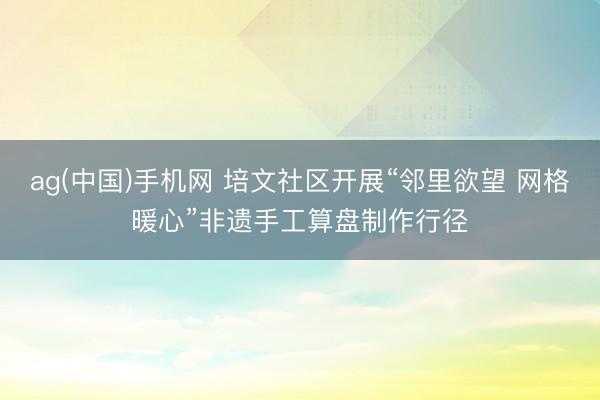 ag(中国)手机网 培文社区开展“邻里欲望 网格暖心”非遗手工算盘制作行径
