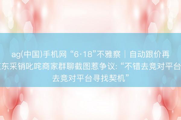 ag(中国)手机网 “6·18”不雅察│自动跟价再打八折， 京东采销叱咤商家群聊截图惹争议: “不错去竞对平台寻找契机”