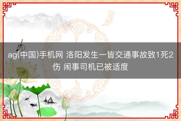 ag(中国)手机网 洛阳发生一皆交通事故致1死2伤 闹事司机已被适度