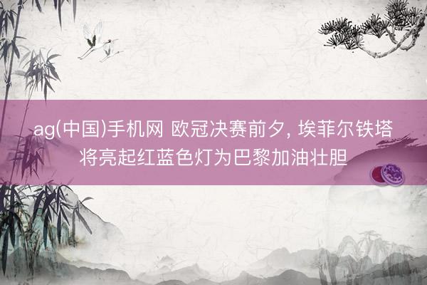 ag(中国)手机网 欧冠决赛前夕, 埃菲尔铁塔将亮起红蓝色灯为巴黎加油壮胆