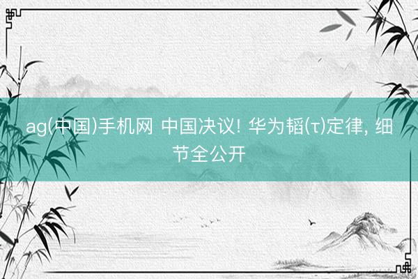 ag(中国)手机网 中国决议! 华为韬(τ)定律, 细节全公开
