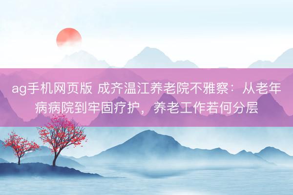 ag手机网页版 成齐温江养老院不雅察:从老年病病院到牢固疗护,养老工作若何分层
