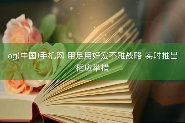 ag(中国)手机网 用足用好宏不雅战略 实时推出相应举措