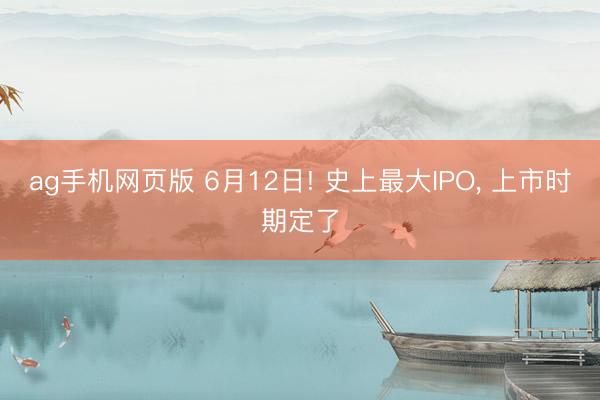 ag手机网页版 6月12日! 史上最大IPO, 上市时期定了