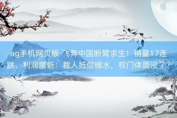 ag手机网页版 飞奔中国断臂求生!销量17连跌、利润腰斩:裁人抵偿缩水,权门体面没了?