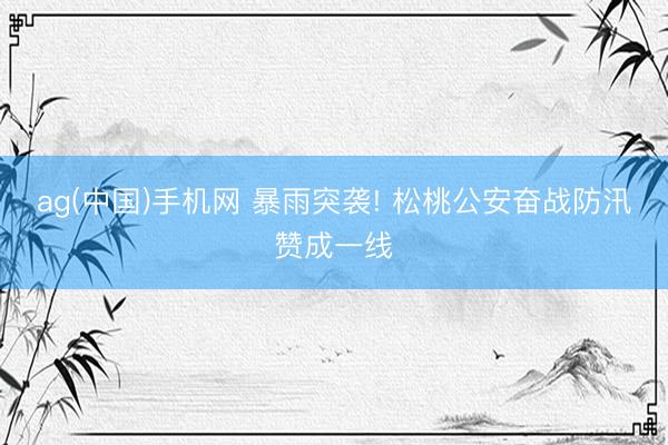 ag(中国)手机网 暴雨突袭! 松桃公安奋战防汛赞成一线