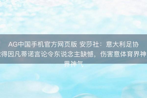 AG中国手机官方网页版 安莎社:意大利足协觉得因凡蒂诺言论令东说念主缺憾,伤害意体育界神气
