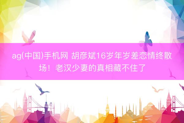 ag(中国)手机网 胡彦斌16岁年岁差恋情终散场!老汉少妻的真相藏不住了