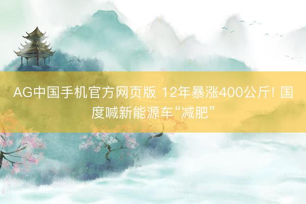 AG中国手机官方网页版 12年暴涨400公斤! 国度喊新能源车“减肥”
