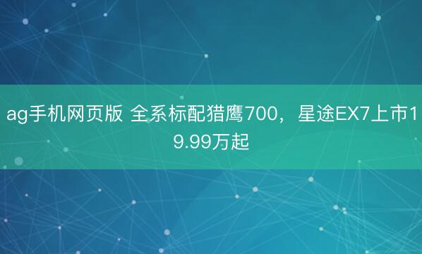 ag手机网页版 全系标配猎鹰700,星途EX7上市19.99万起