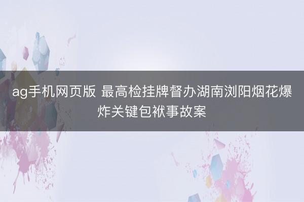 ag手机网页版 最高检挂牌督办湖南浏阳烟花爆炸关键包袱事故案
