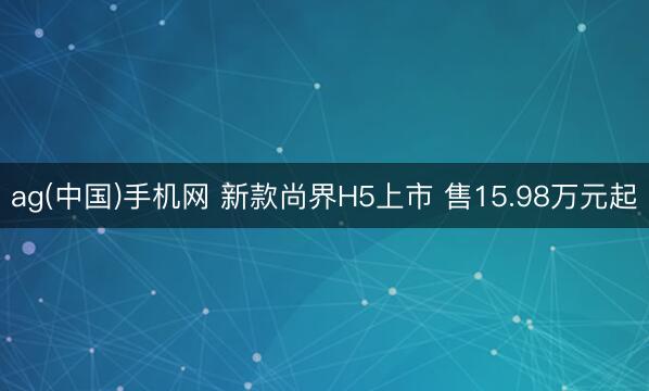 ag(中国)手机网 新款尚界H5上市 售15.98万元起